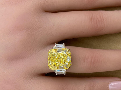 Emilio Jewelry Gia Certified 15 Carat Fancy Intense Yellow Diamond Ring