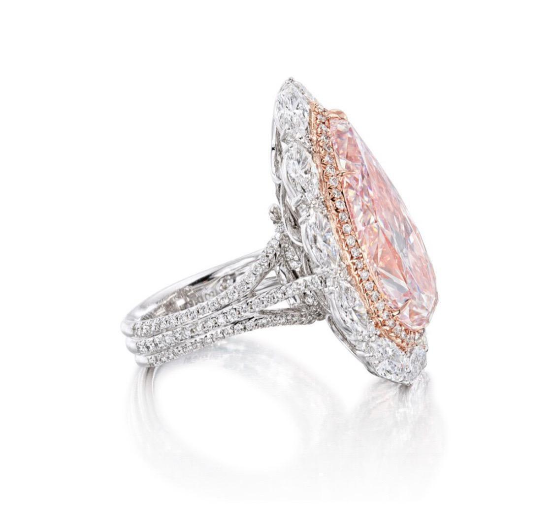 Emilio Jewelry Gia Certified 16.00 Carat Pink Diamond Ring and Pendant