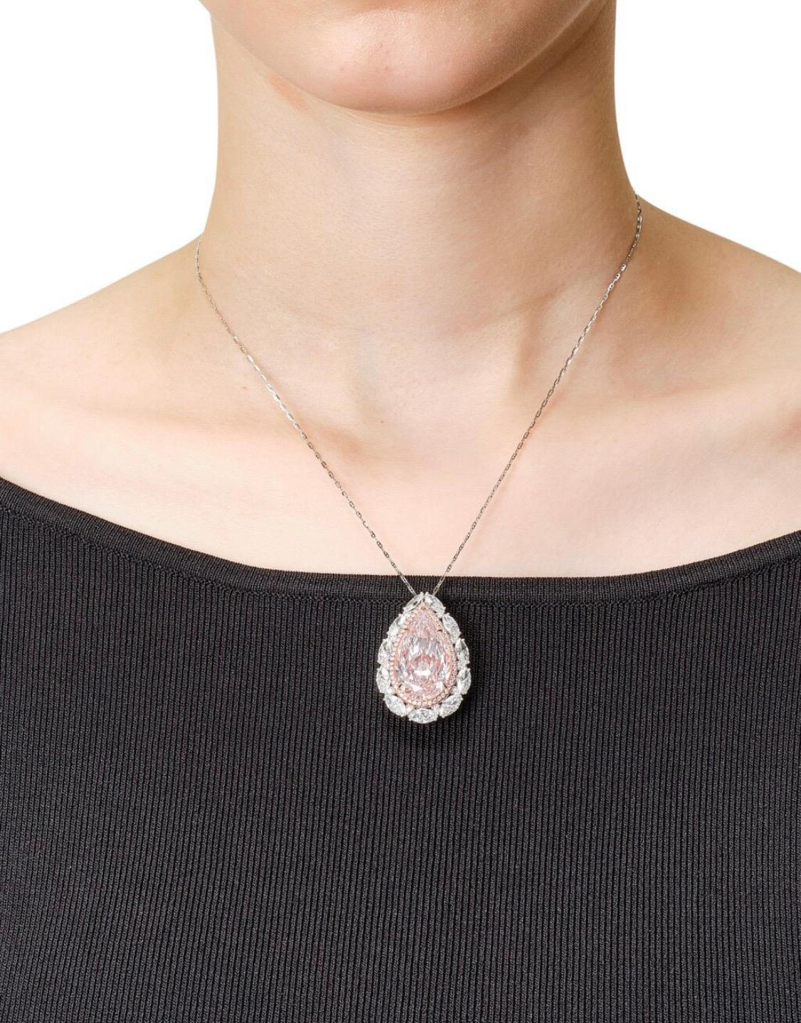 Emilio Jewelry Gia Certified 16.00 Carat Pink Diamond Ring and Pendant