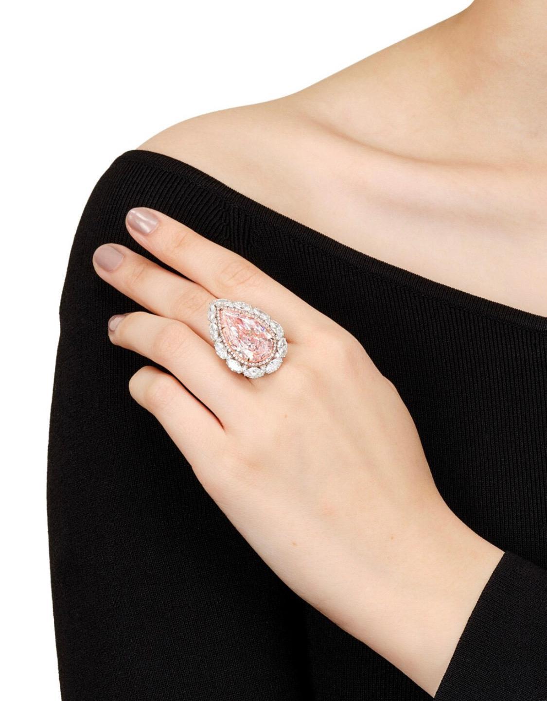 Emilio Jewelry Gia Certified 16.00 Carat Pink Diamond Ring and Pendant