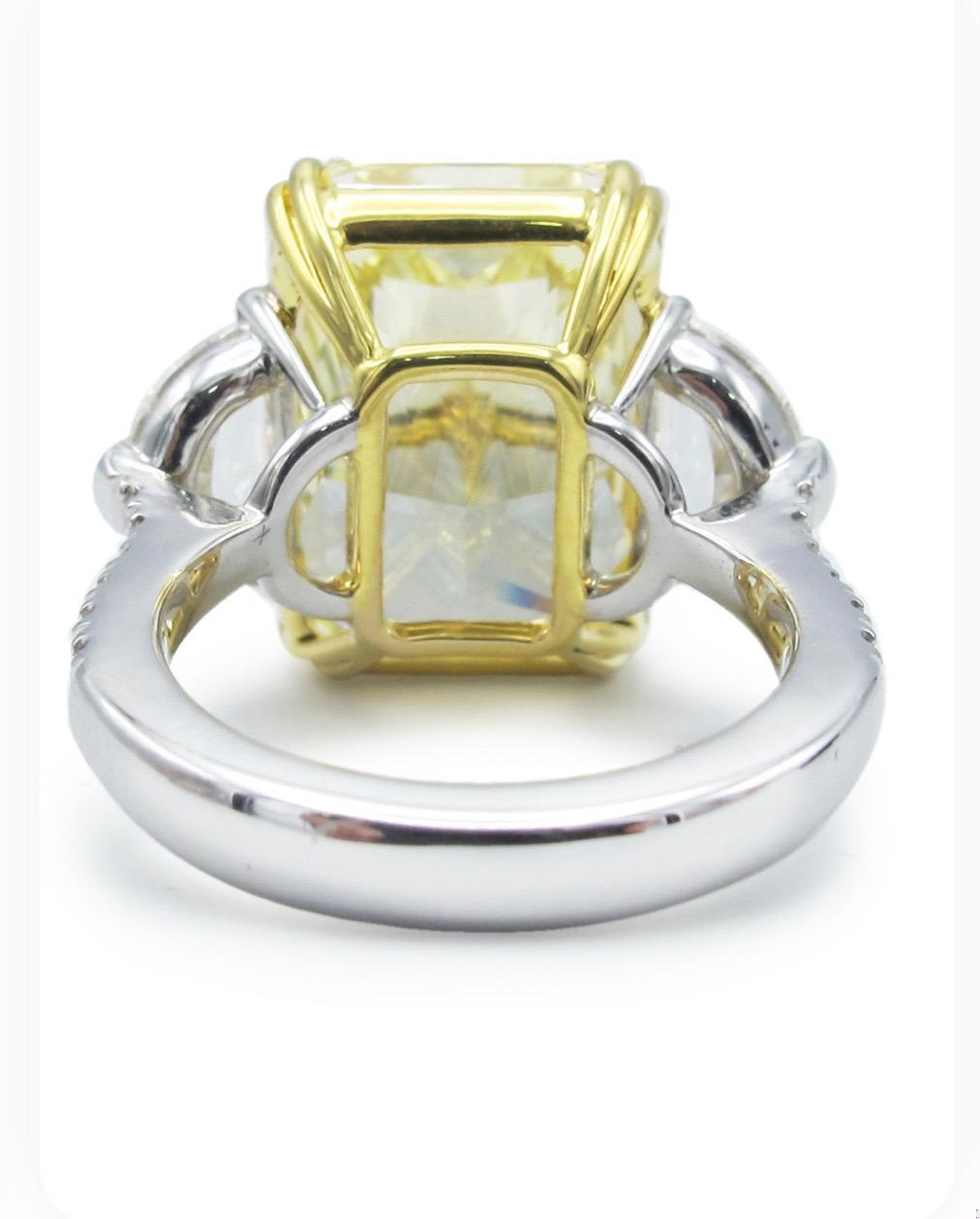 Emilio Jewelry Gia Certified 19.00 Carat Fancy Intense Yellow Diamond Ring