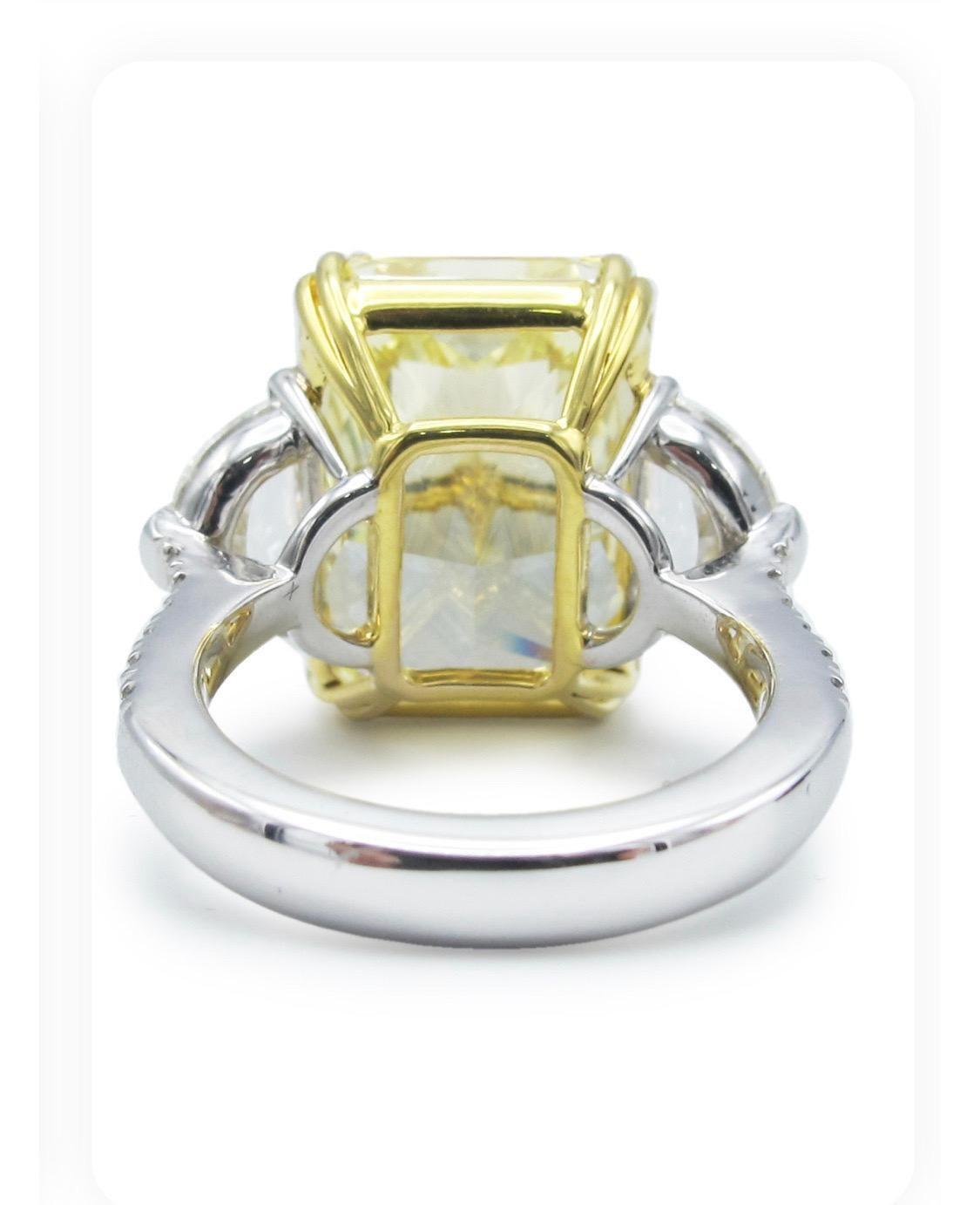 Emilio Jewelry Gia Certified 19.00 Carat Fancy Intense Yellow Diamond Ring