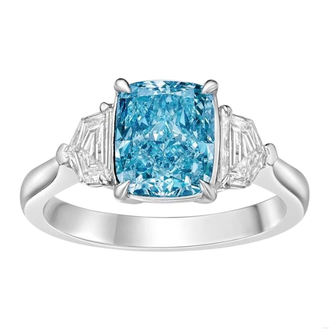 Emilio Jewelry Gia Certified 2.73 Carat Fancy Intense Blush Green Diamond Ring
