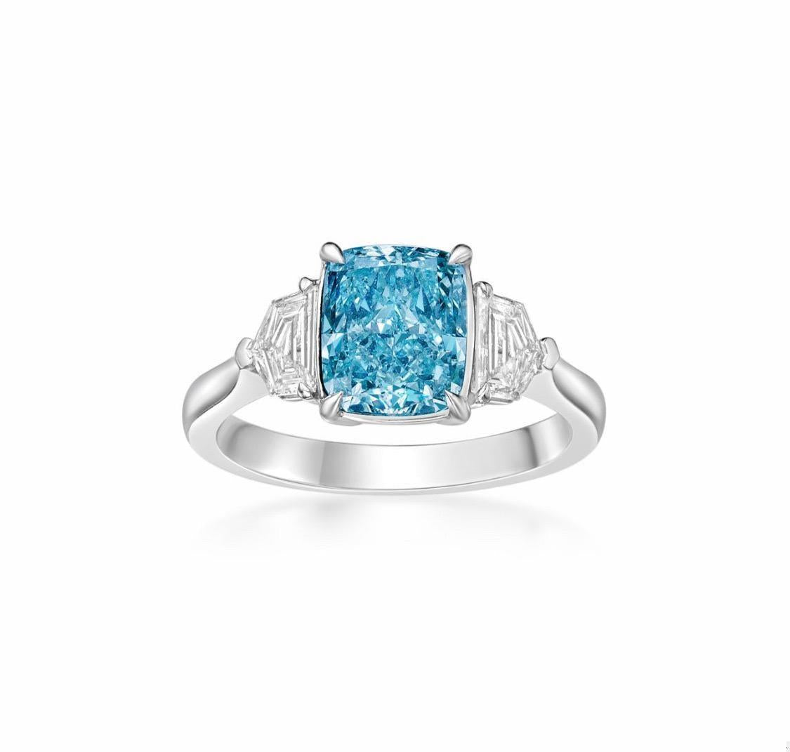 Emilio Jewelry Gia Certified 2.73 Carat Fancy Intense Blush Green Diamond Ring