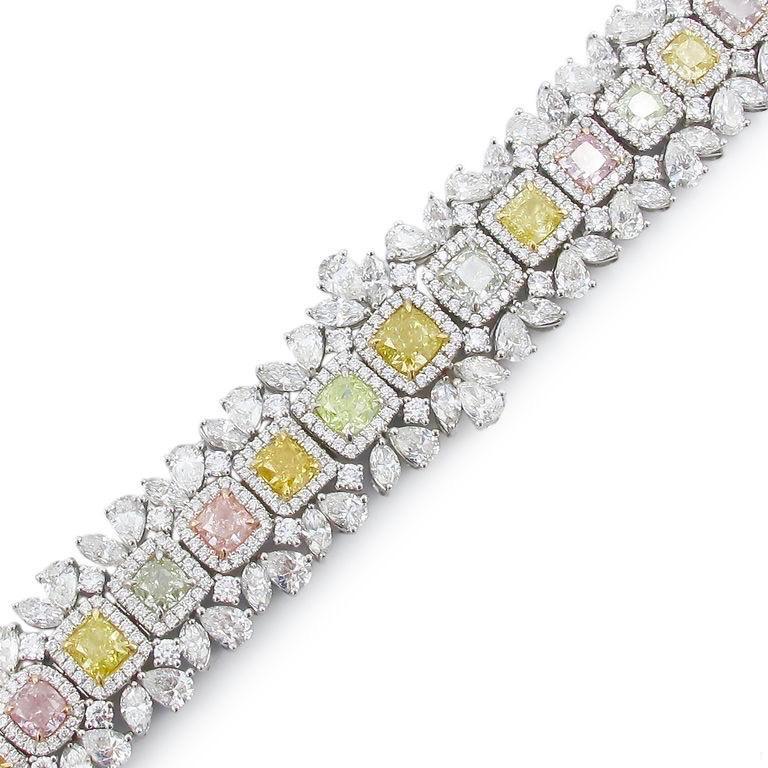 Emilio Jewelry Gia Certified 30.50 Carat Natural Fancy Color Diamond Bracelet