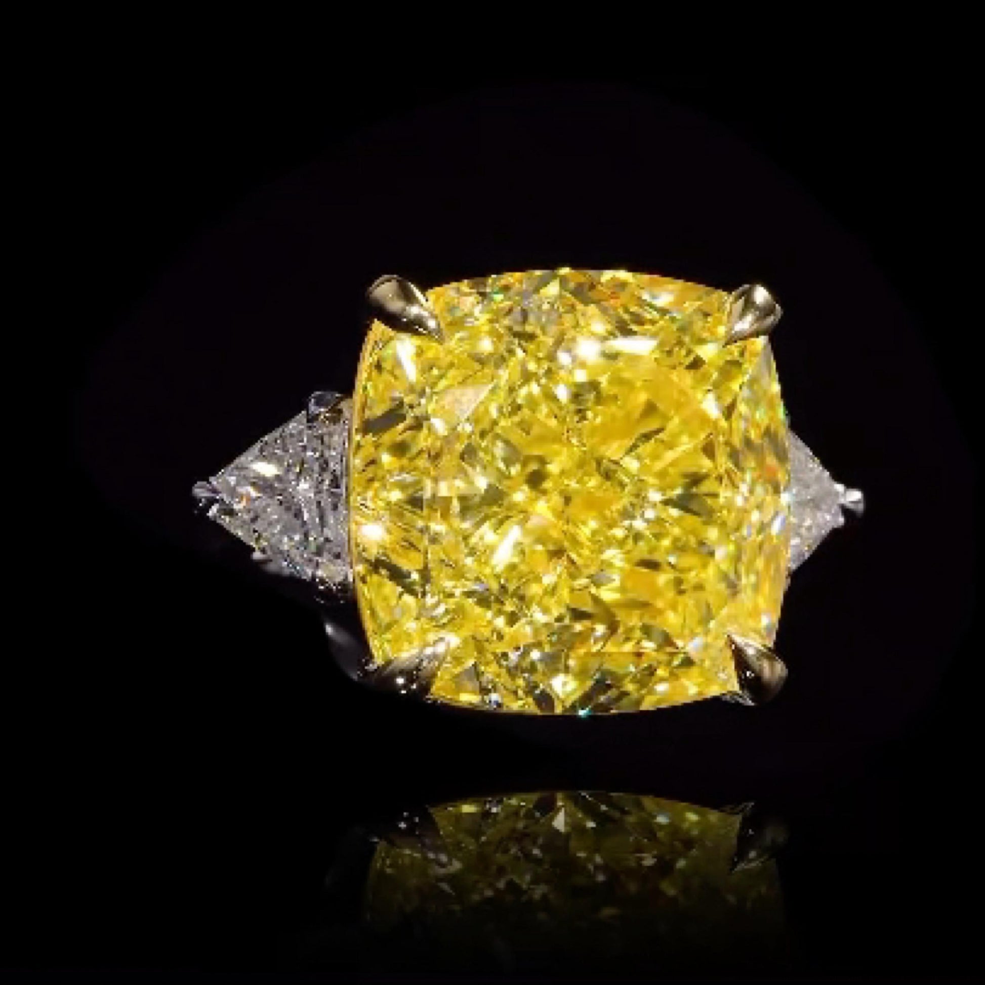 Emilio Jewelry Gia Certified 37.00 Carat Fancy Intense Yellow Diamond Ring