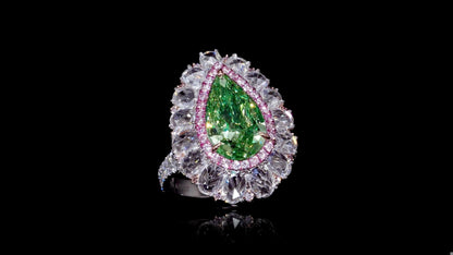 Emilio Jewelry Gia Certified 4.00 Carat Fancy Greenish Yellow Diamond Ring