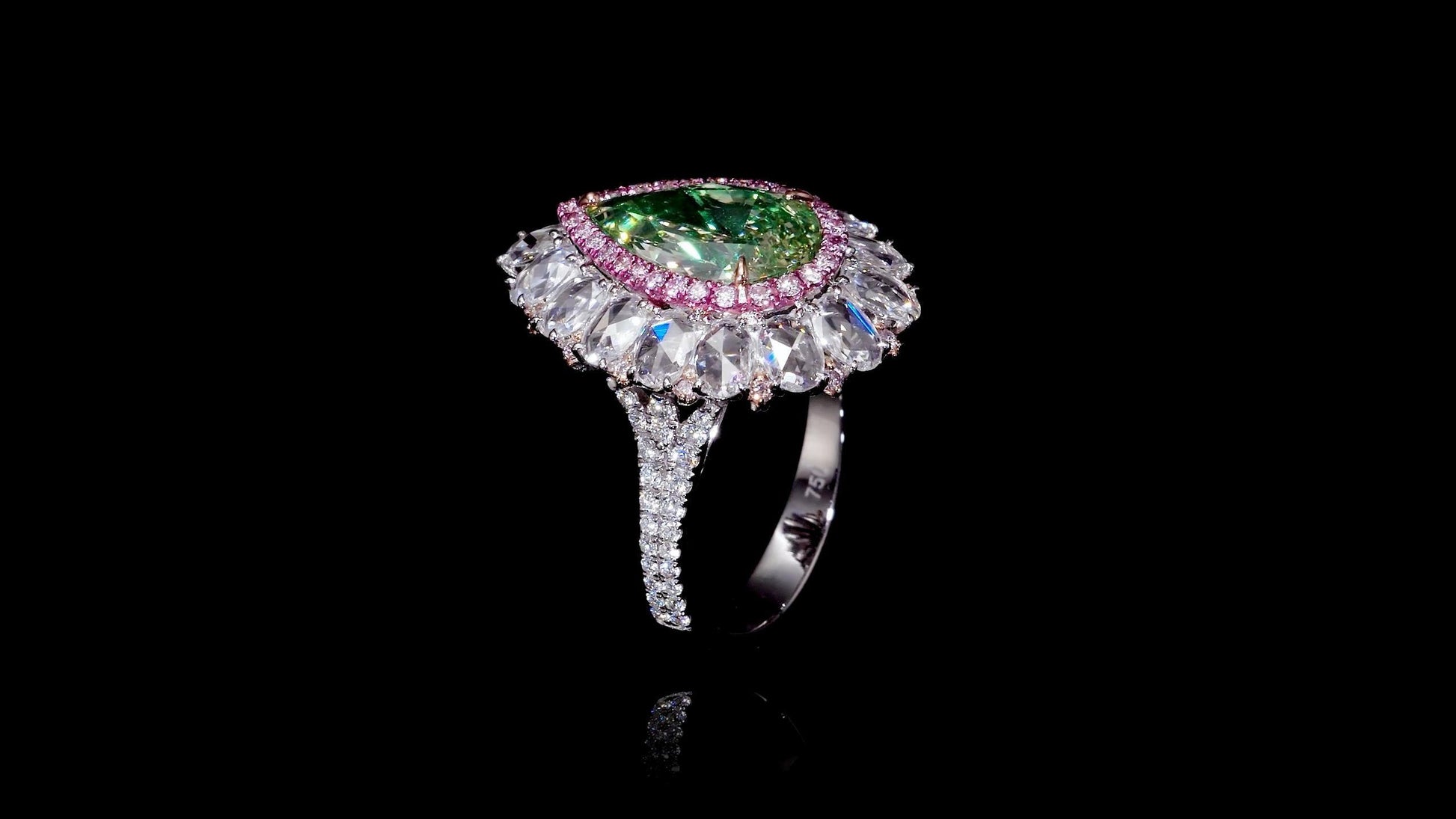 Emilio Jewelry Gia Certified 4.00 Carat Fancy Greenish Yellow Diamond Ring