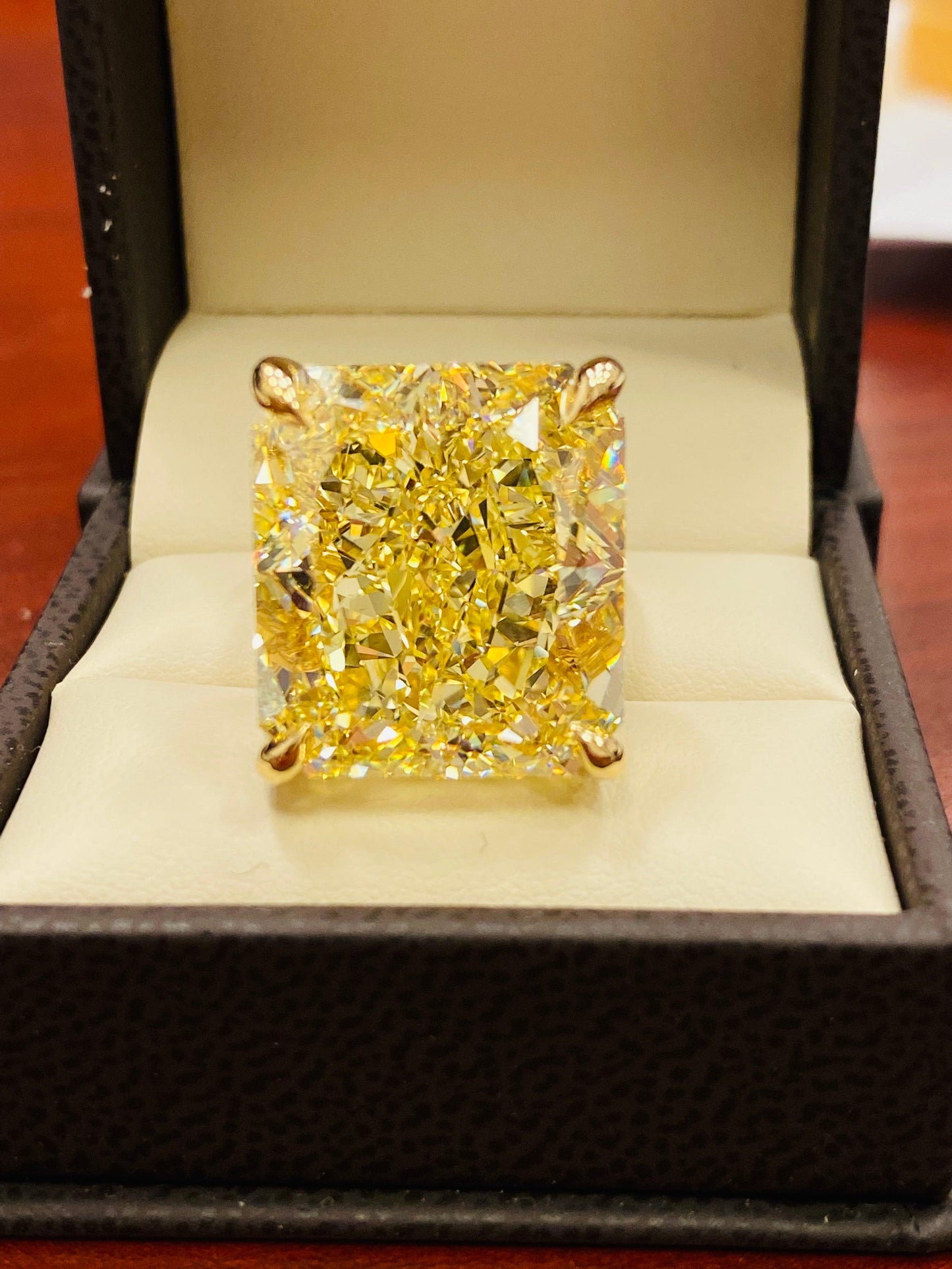 Emilio Jewelry Gia Certified 41.00 Carat Fancy Intense Yellow Diamond Ring