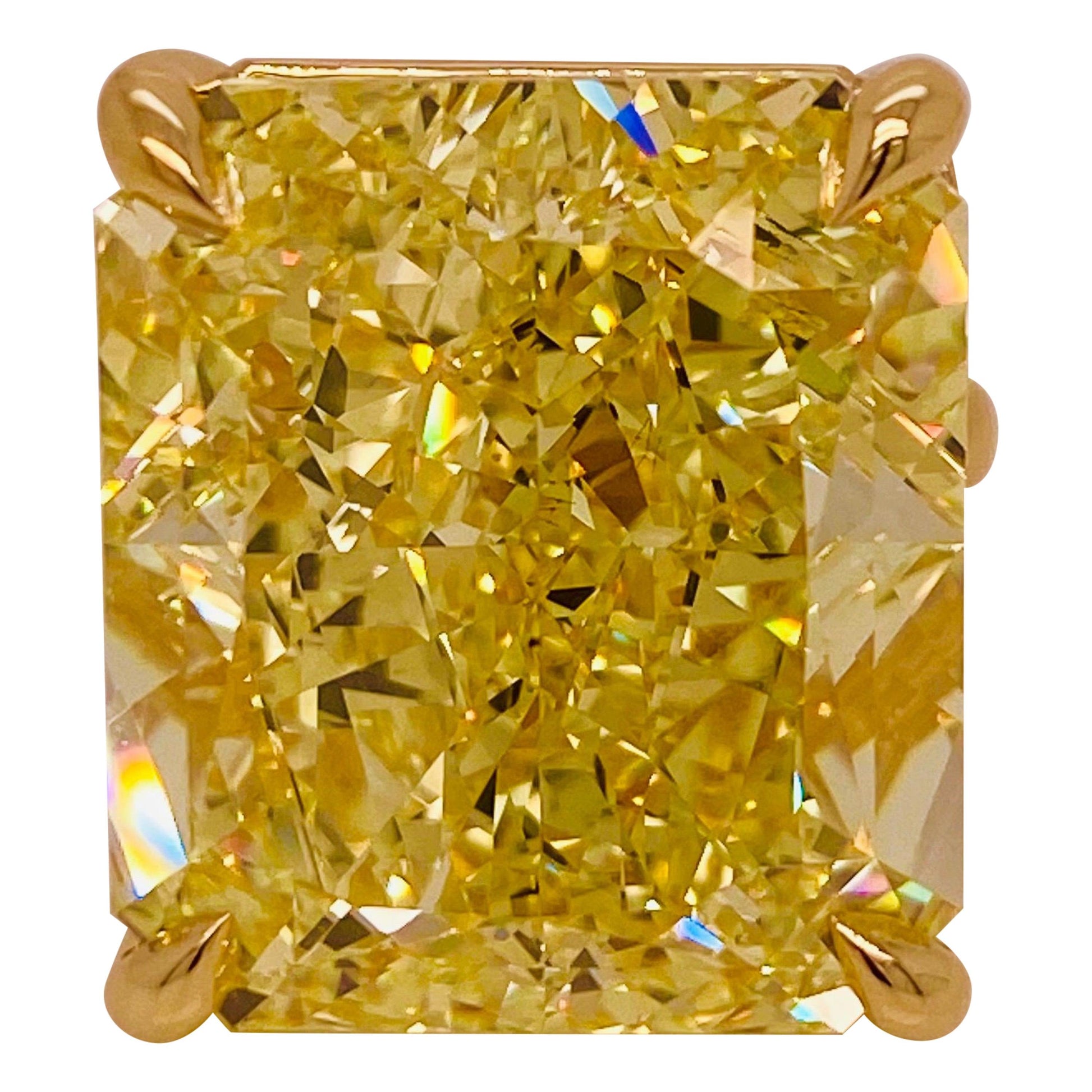 Emilio Jewelry Gia Certified 41.00 Carat Fancy Intense Yellow Diamond Ring