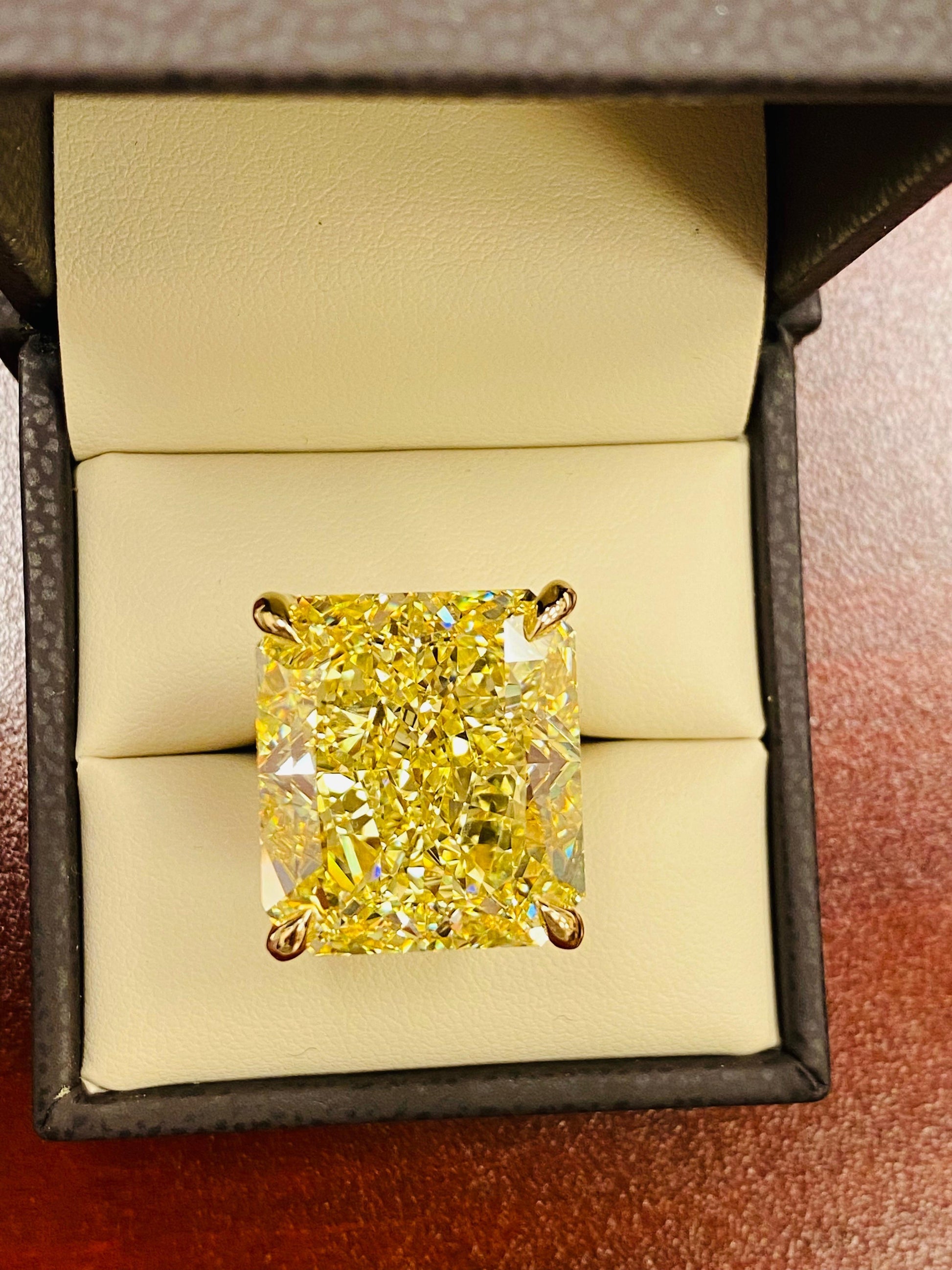 Emilio Jewelry Gia Certified 41.00 Carat Fancy Intense Yellow Diamond Ring