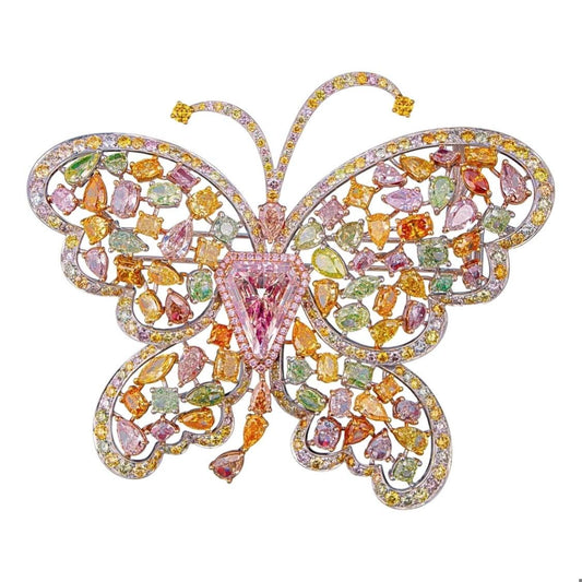 Emilio Jewelry Gia Certified 41.00 Carat Natural Fancy Color Diamond Brooch