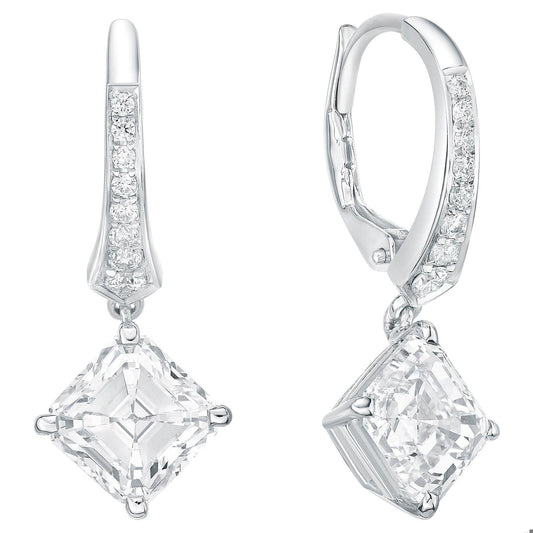 Emilio Jewelry Gia Certified 4.18 Carat Asscher Cut Diamond Earrings