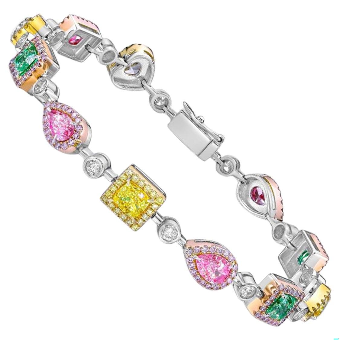 Emilio Jewelry Gia Certified 6.25 Carat Fancy Color Diamond Bracelet