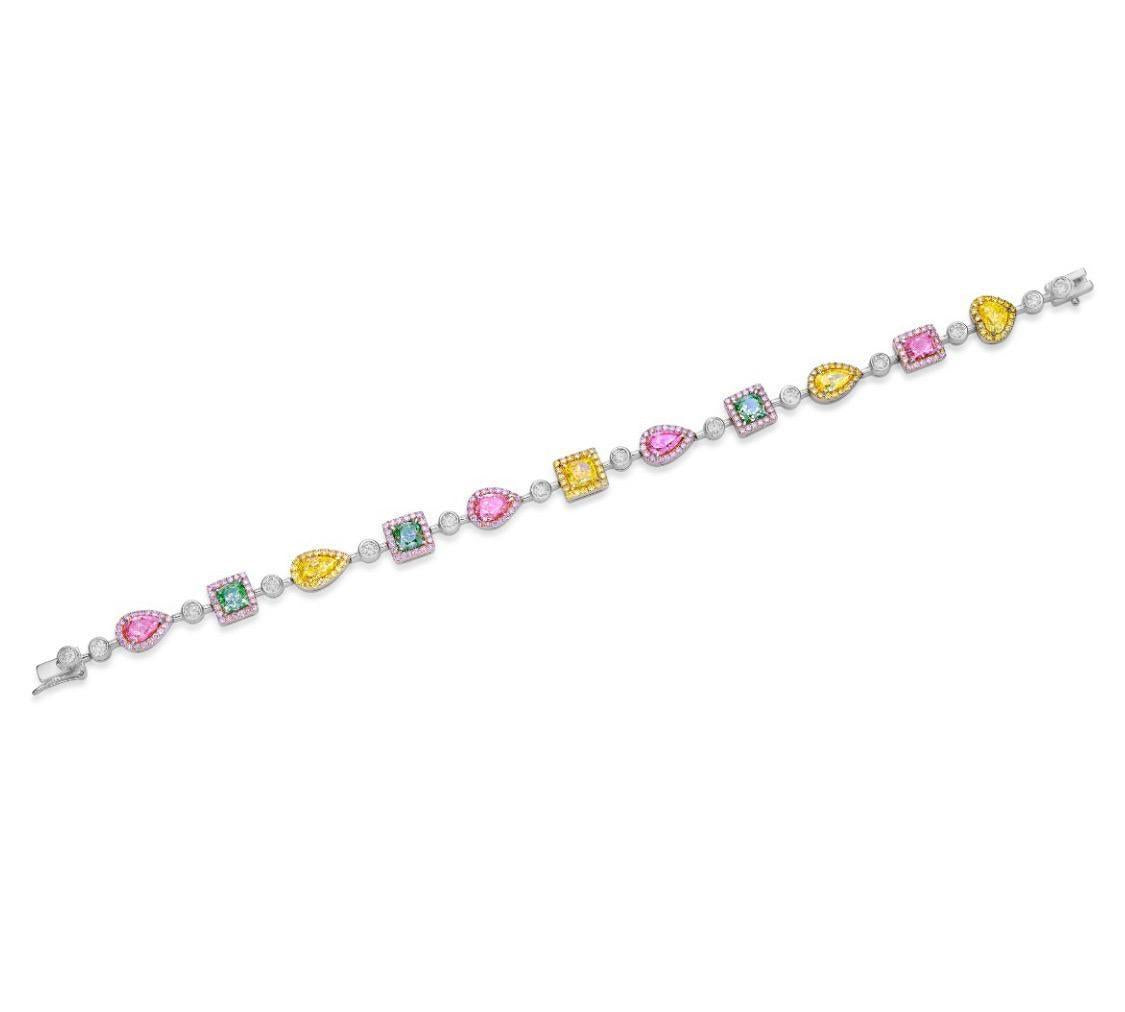 Emilio Jewelry Gia Certified 6.25 Carat Fancy Color Diamond Bracelet