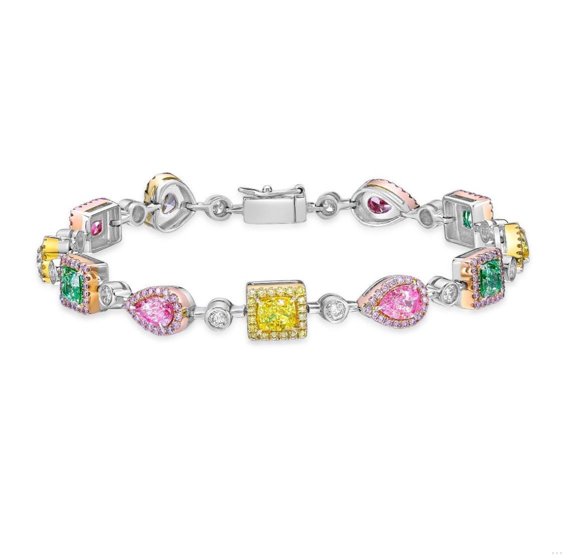Emilio Jewelry Gia Certified 6.25 Carat Fancy Color Diamond Bracelet