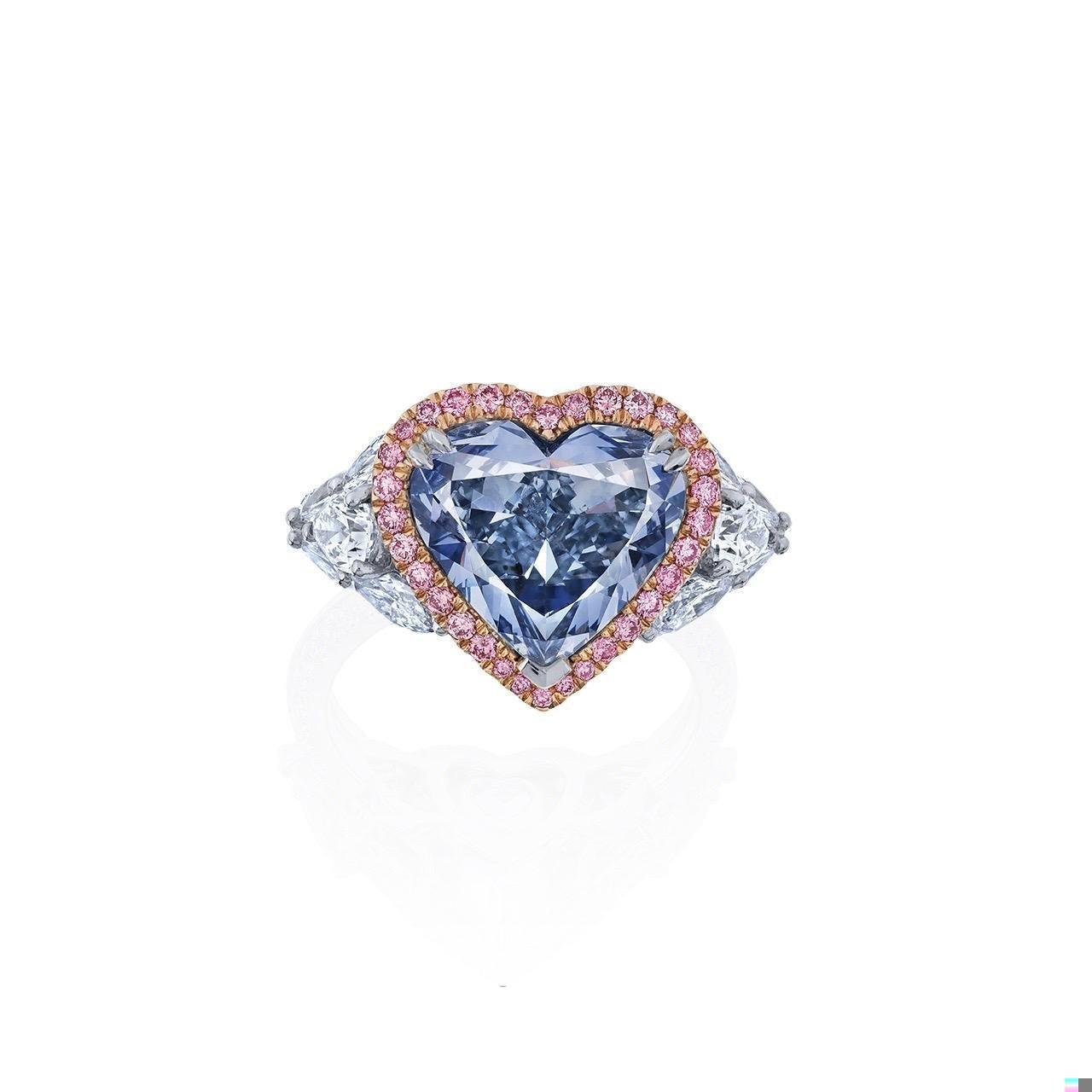 Emilio Jewelry Gia Certified Fancy Blue Heart Diamond Ring