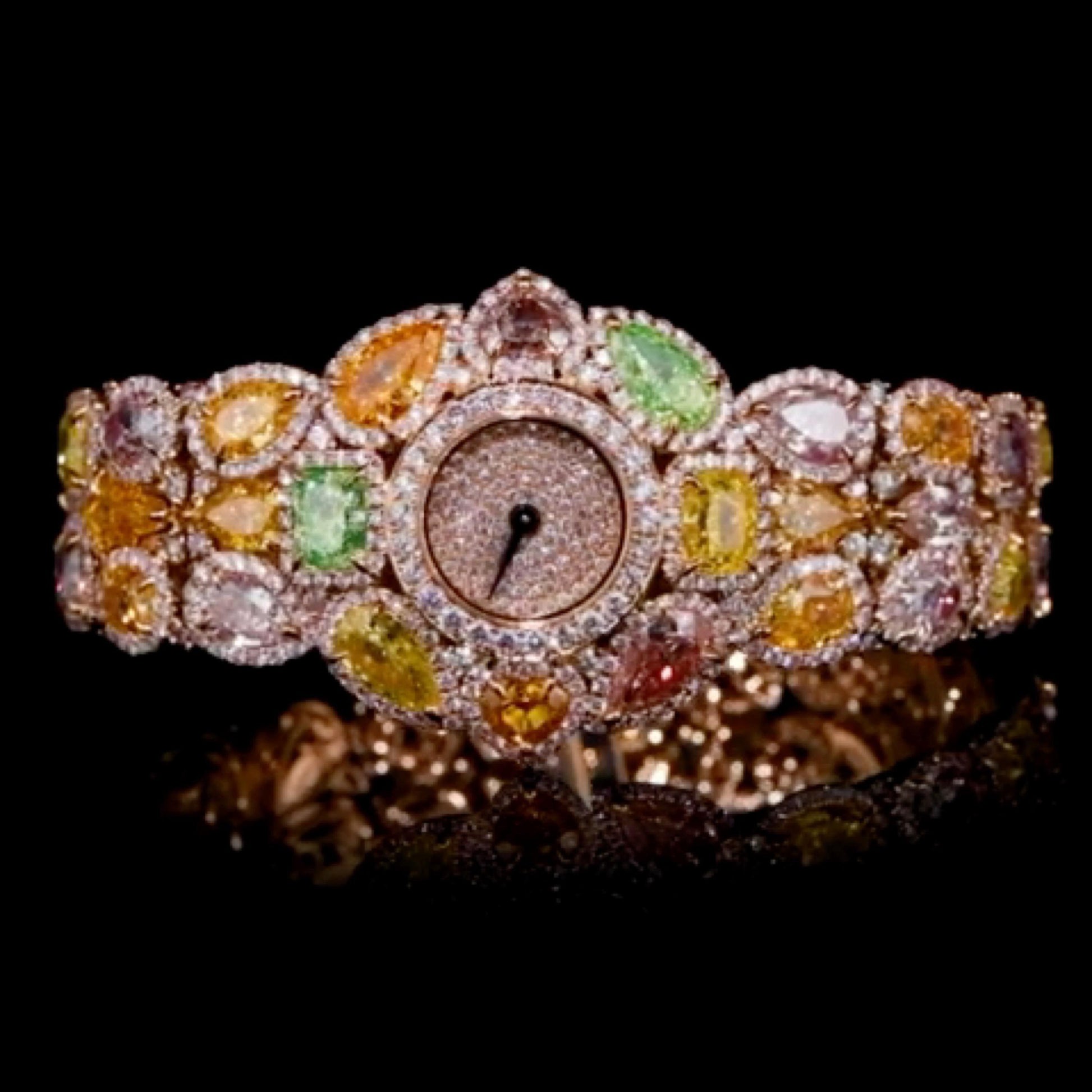 Emilio Jewelry Gia Certified Fancy Color Diamond Watch