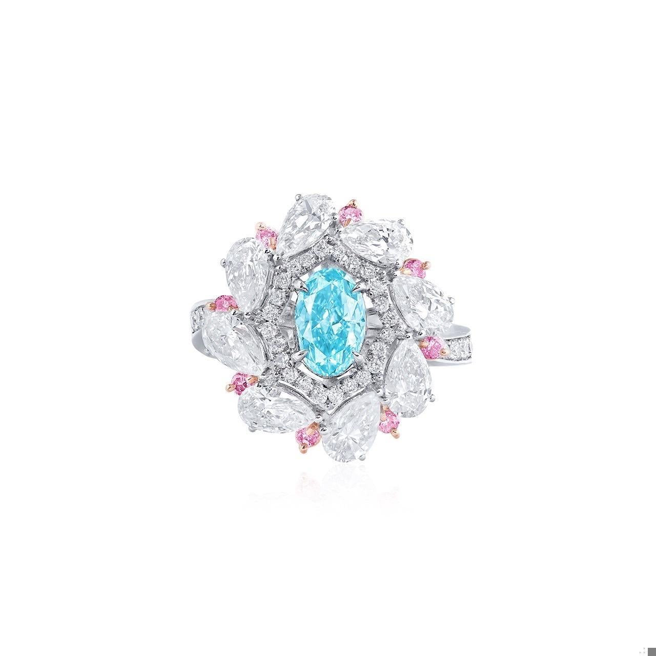 Emilio Jewelry Gia Certified Fancy Intense Blue Diamond Ring