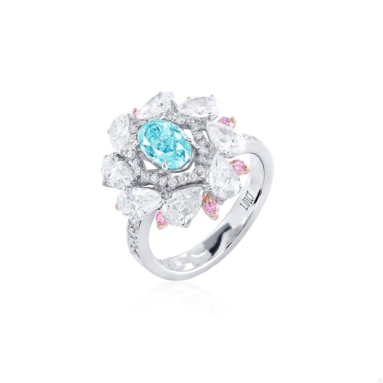 Emilio Jewelry Gia Certified Fancy Intense Blue Diamond Ring