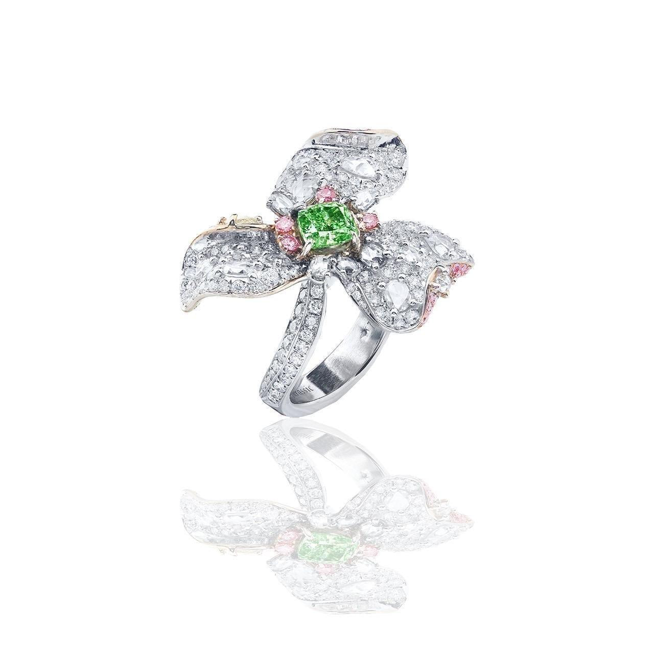 Emilio Jewelry Gia Certified Fancy Intense Green Diamond Ring