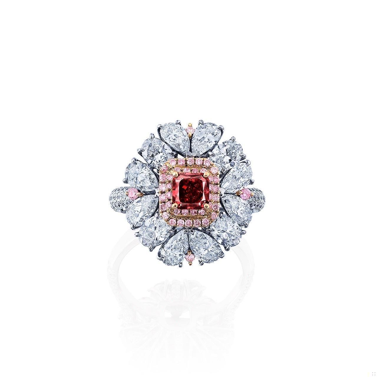 Emilio Jewelry Gia Certified Fancy Red Diamond Ring