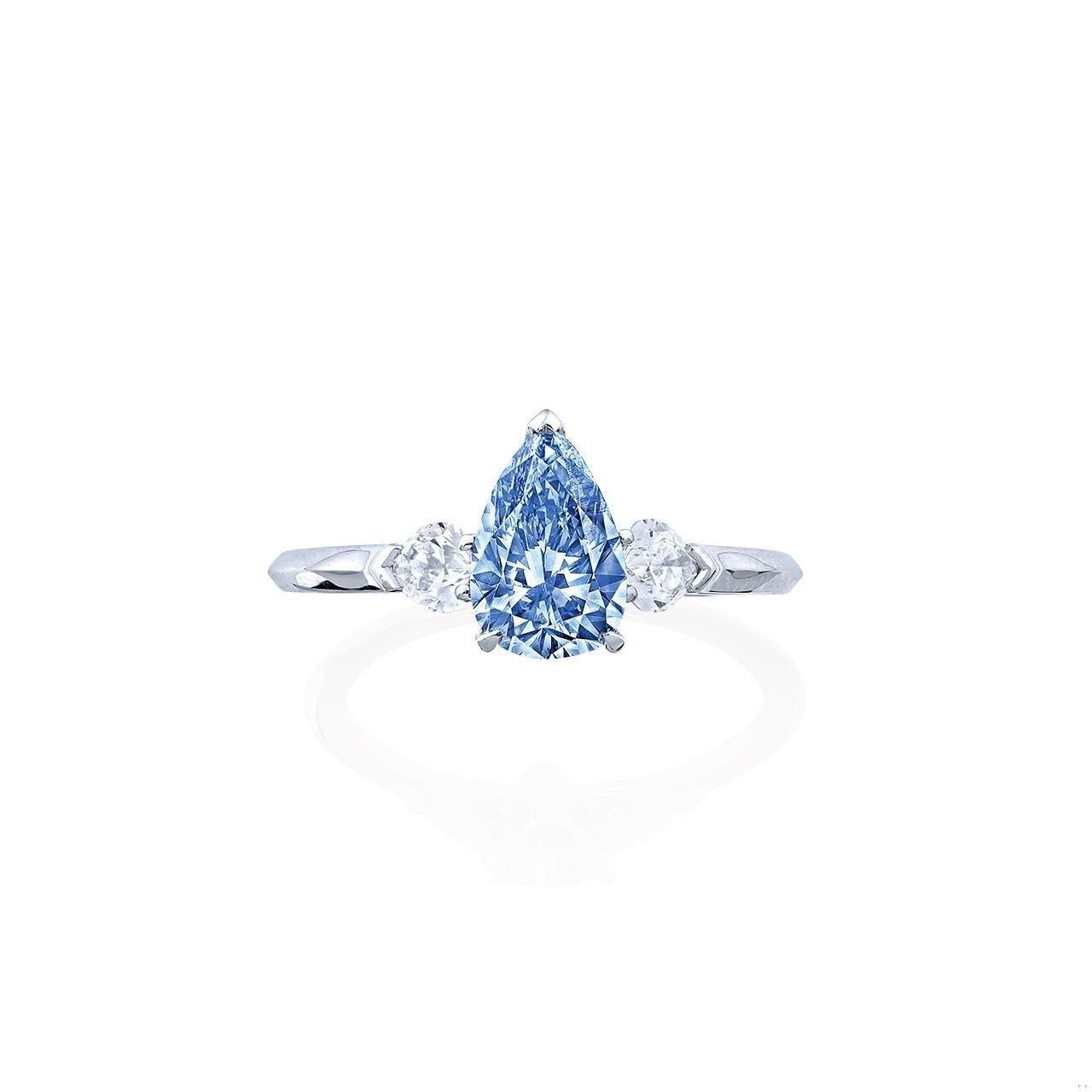 Emilio Jewelry Gia Certified Fancy Vivid Blue Diamond Ring