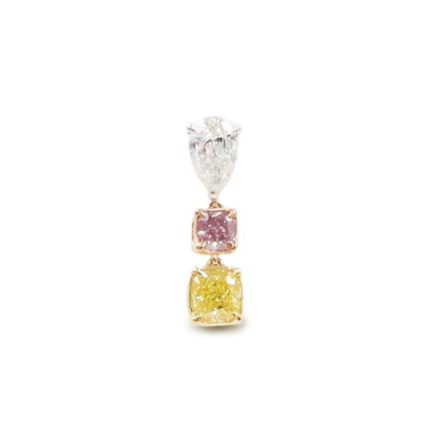 Emilio Jewelry Gia Certified Intense Pink And Vivid Yellow Diamond Pendant