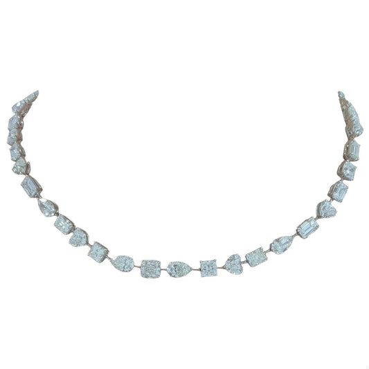 Emilio Jewelry Gia Certified Multi Shape 46.00 Carat Diamond Choker Necklace
