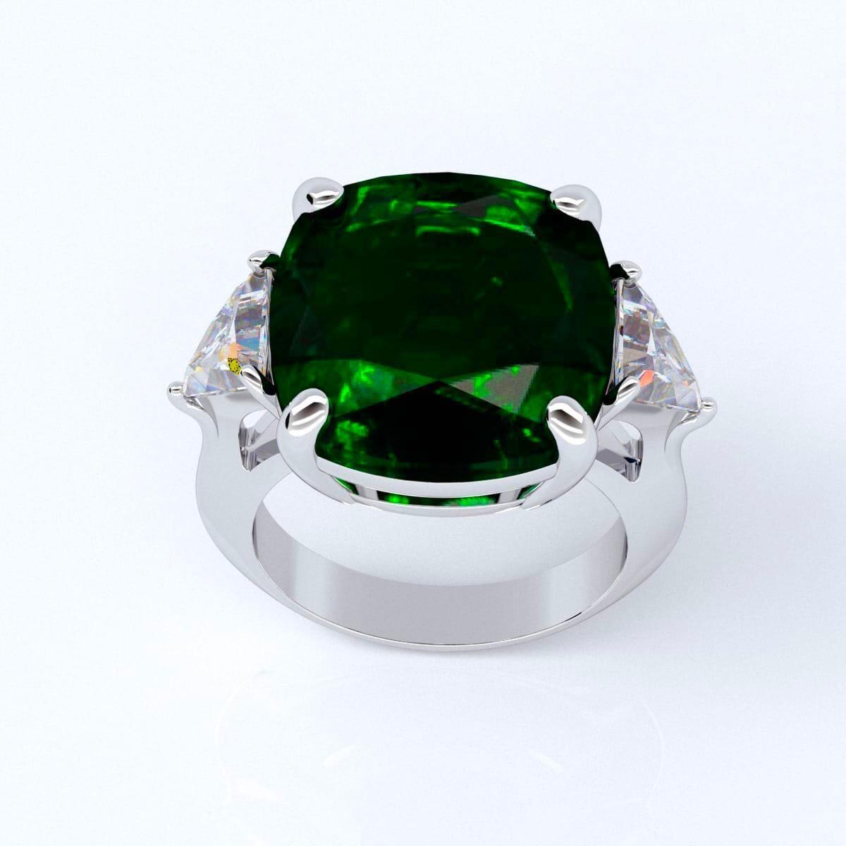 Emilio Jewelry Gubelin Certified 13.50 Carat Emerald Diamond Ring