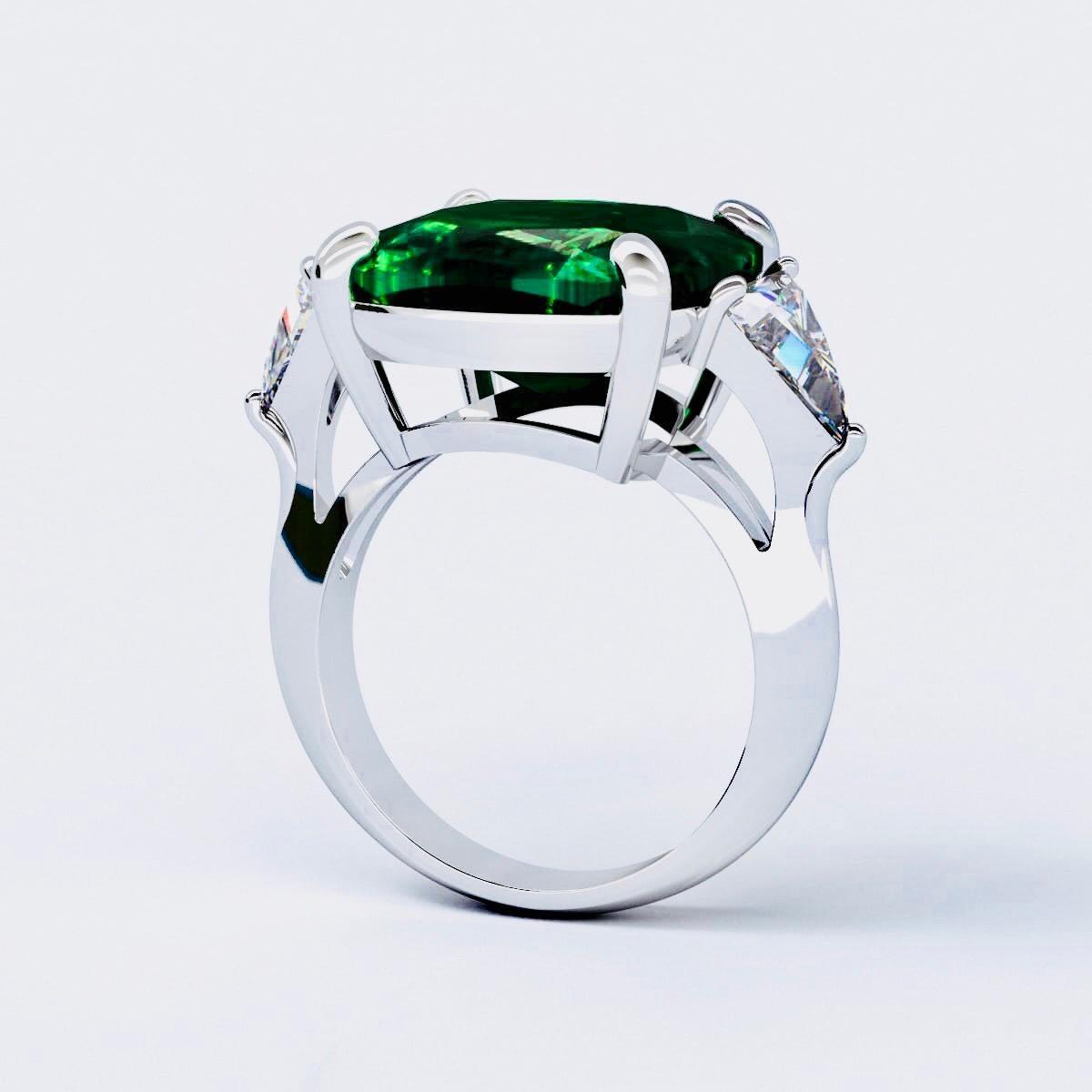 Emilio Jewelry Gubelin Certified 13.50 Carat Emerald Diamond Ring