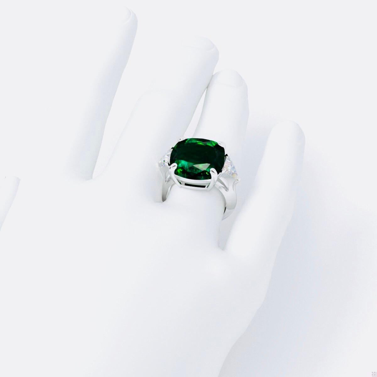 Emilio Jewelry Gubelin Certified 13.50 Carat Emerald Diamond Ring