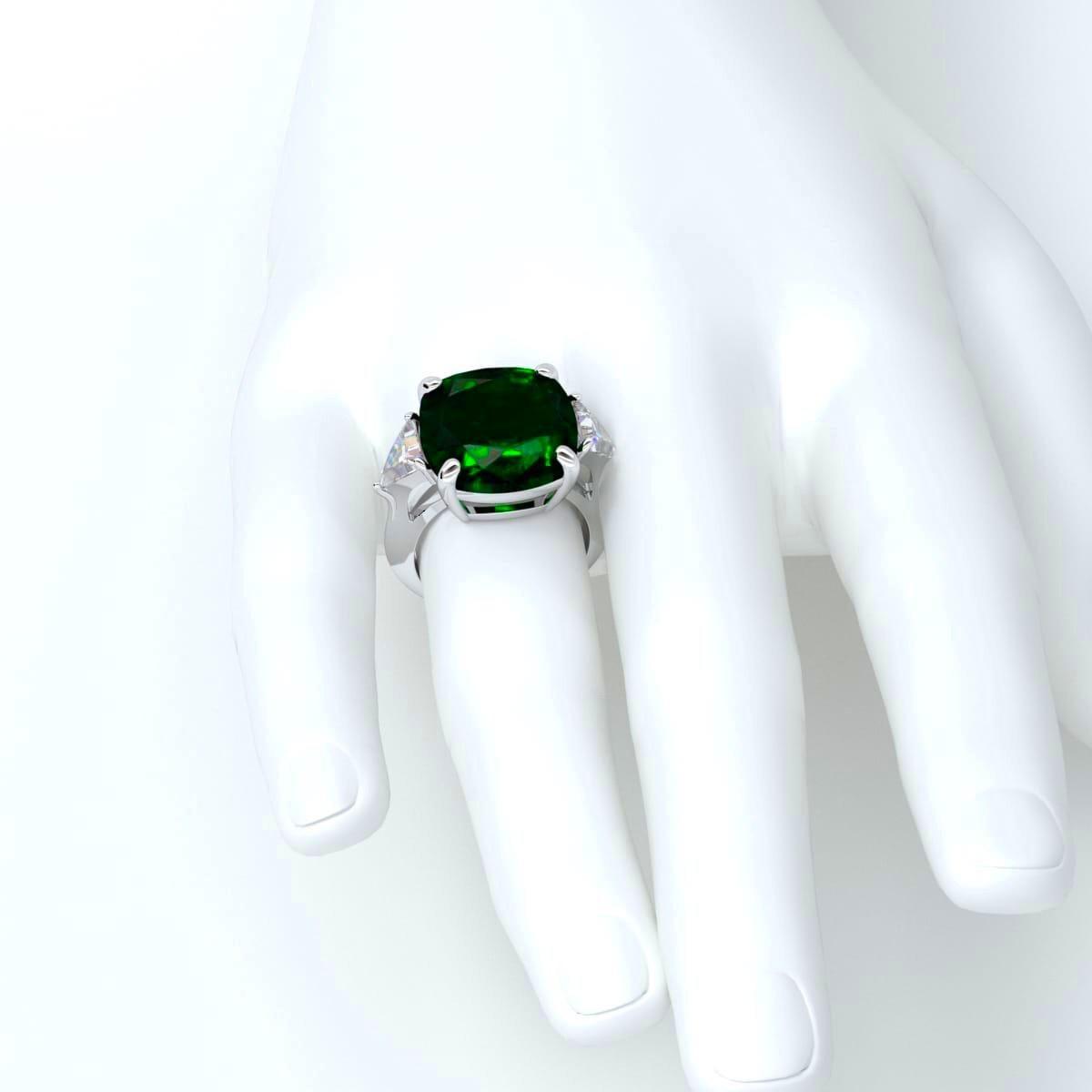 Emilio Jewelry Gubelin Certified 13.50 Carat Emerald Diamond Ring