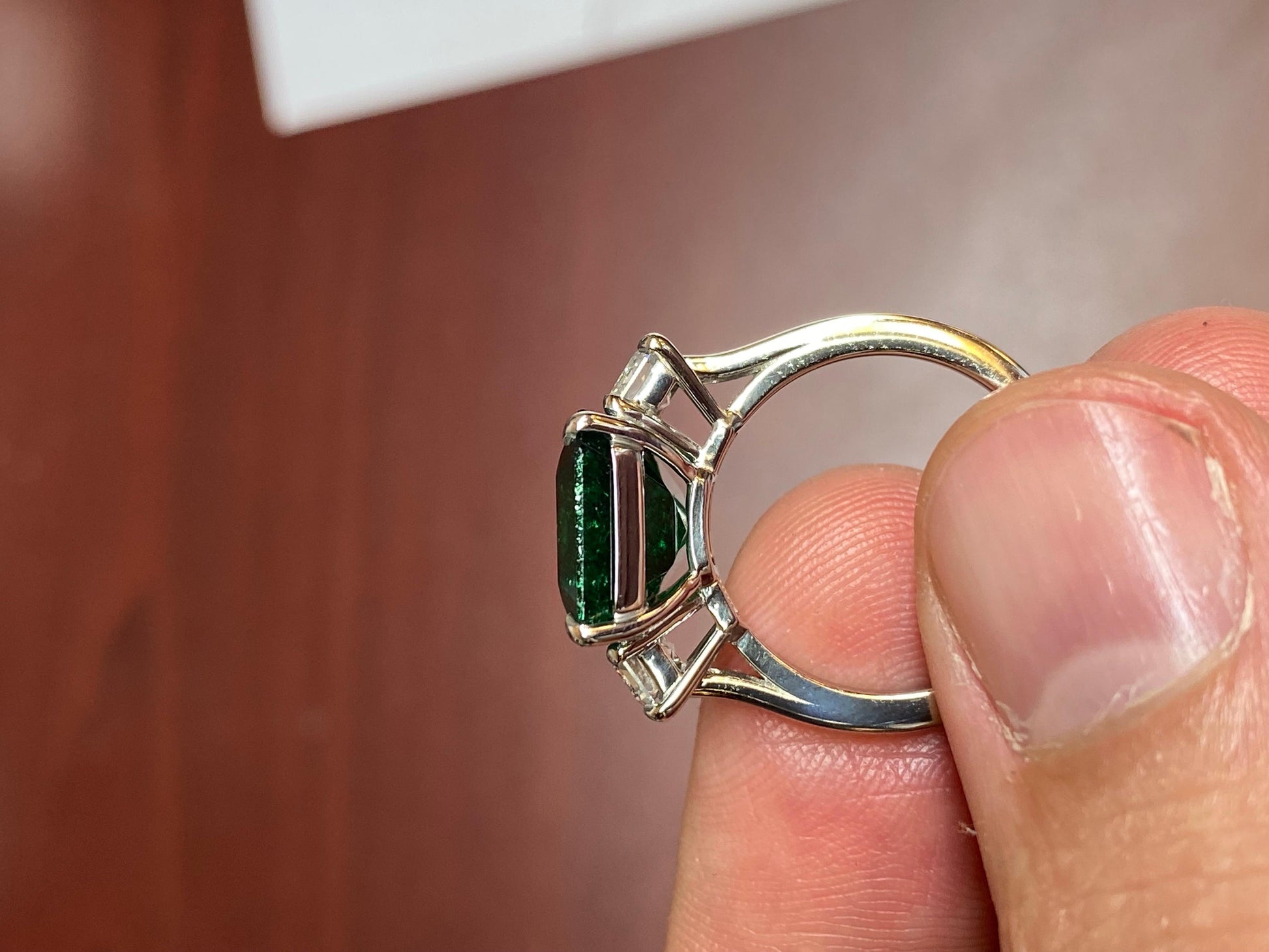 Emilio Jewelry Gubelin Certified 8.00 Carat Vivid Green Emerald Diamond Ring