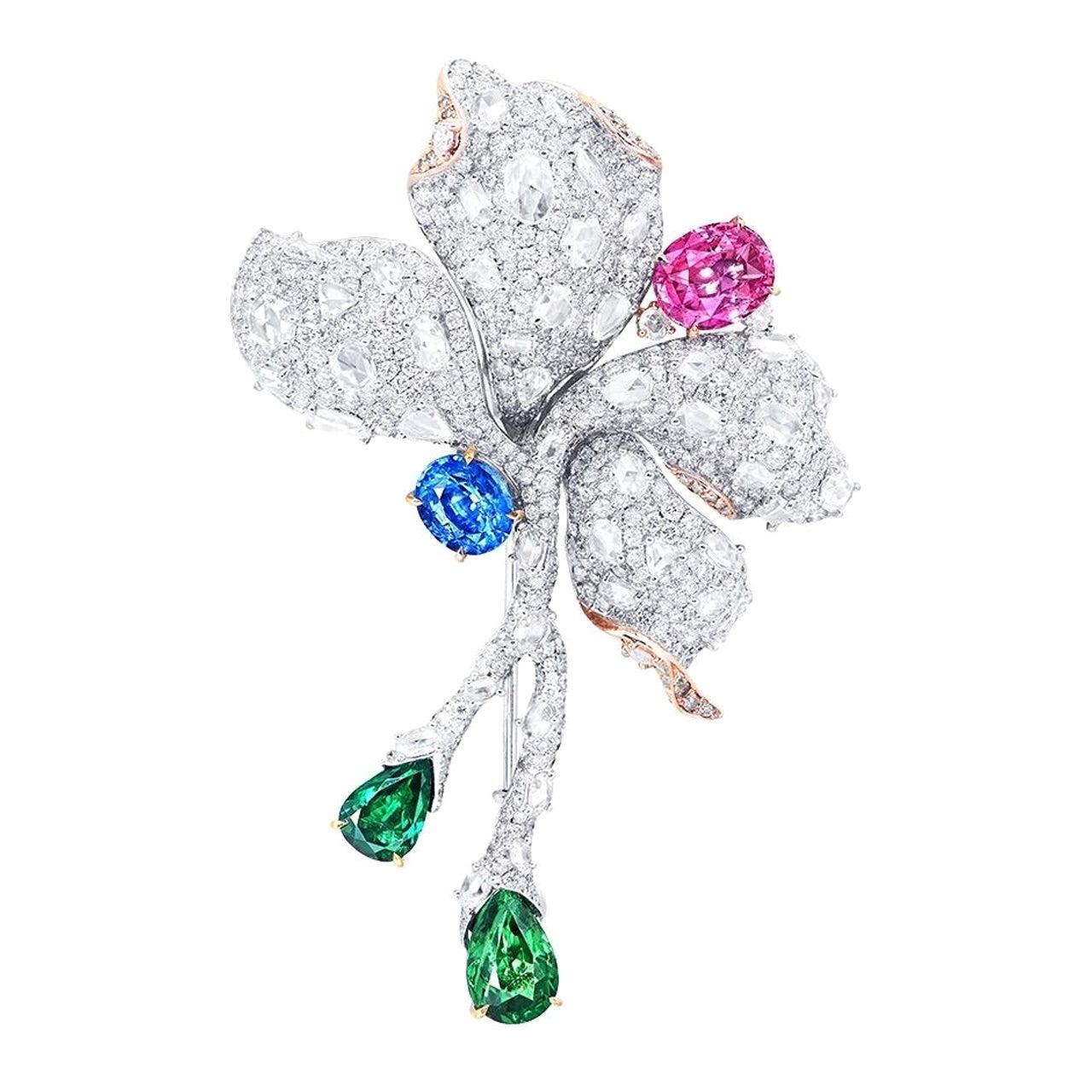 Emilio Jewelry Multi Color Flower Brooch