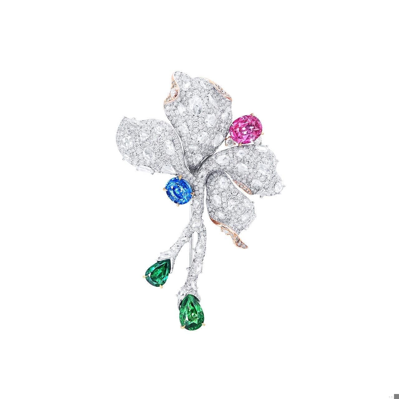 Emilio Jewelry Multi Color Flower Brooch
