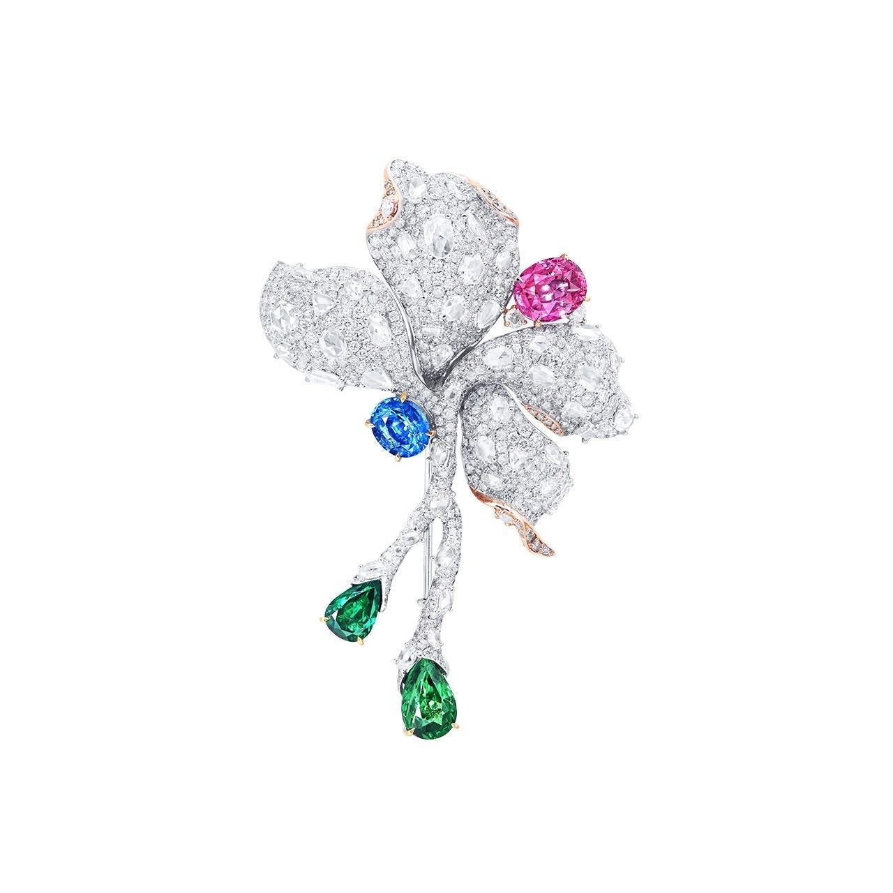 Emilio Jewelry Multi Color Flower Brooch