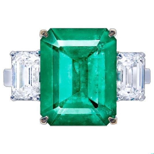 Emilio Jewelry Muzo No Oil Unenhanced 6.00 Carat Vivid Green Emerald Ring
