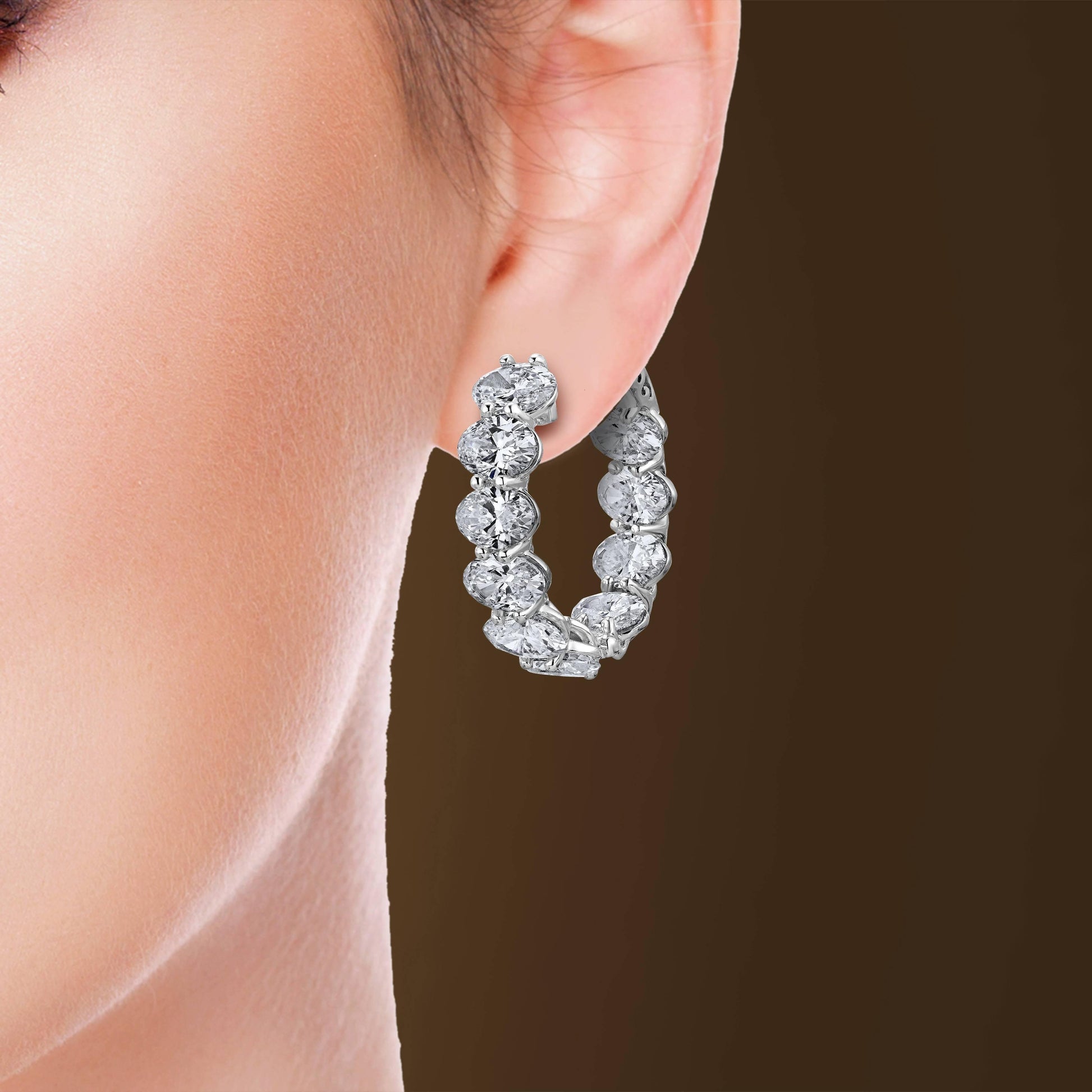 Emilio Jewelry Oval Diamond Oval Shaped Diamond Hoops