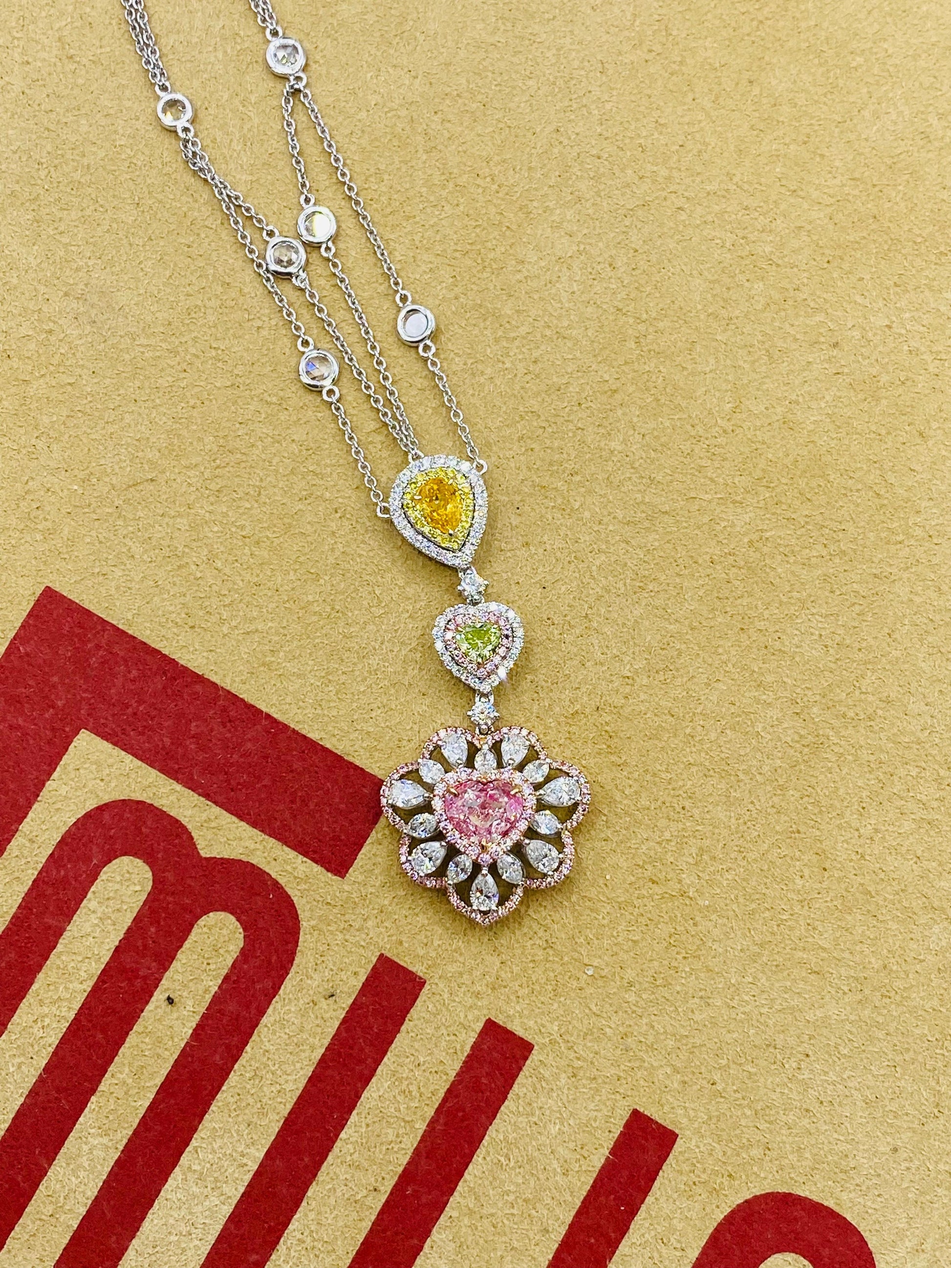 Emilio Jewelry Pink Diamond Heart Necklace