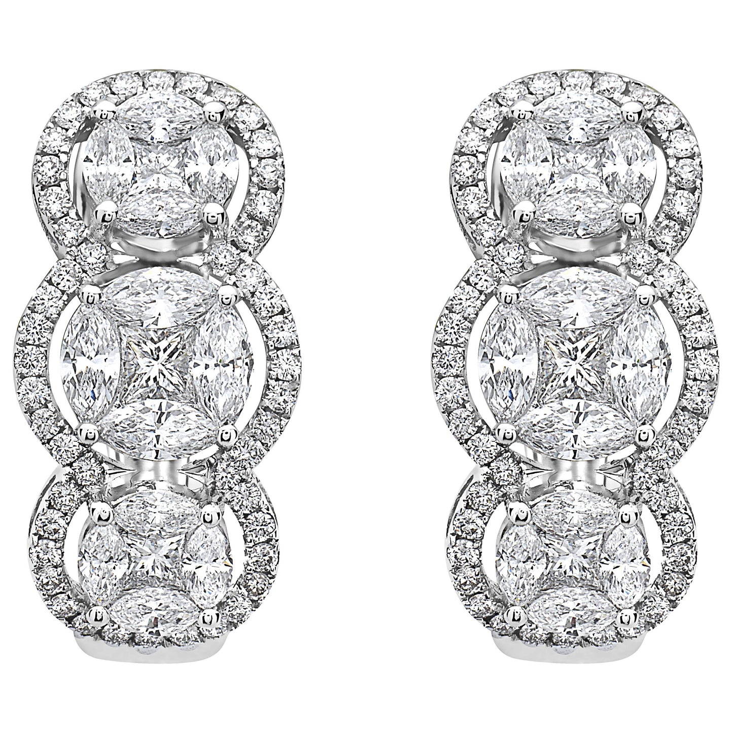 Emilio Jewelry Special 3.21 Carat Fancy Cut Diamond Huggie Earrings