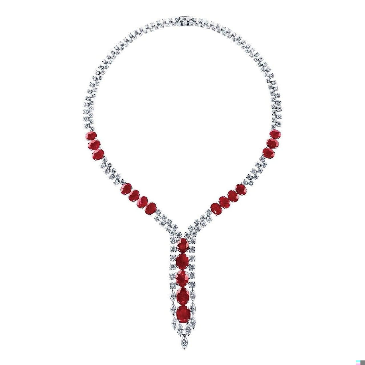 Emilio Jewelry Untreated 55.00 Carat Ruby Necklace