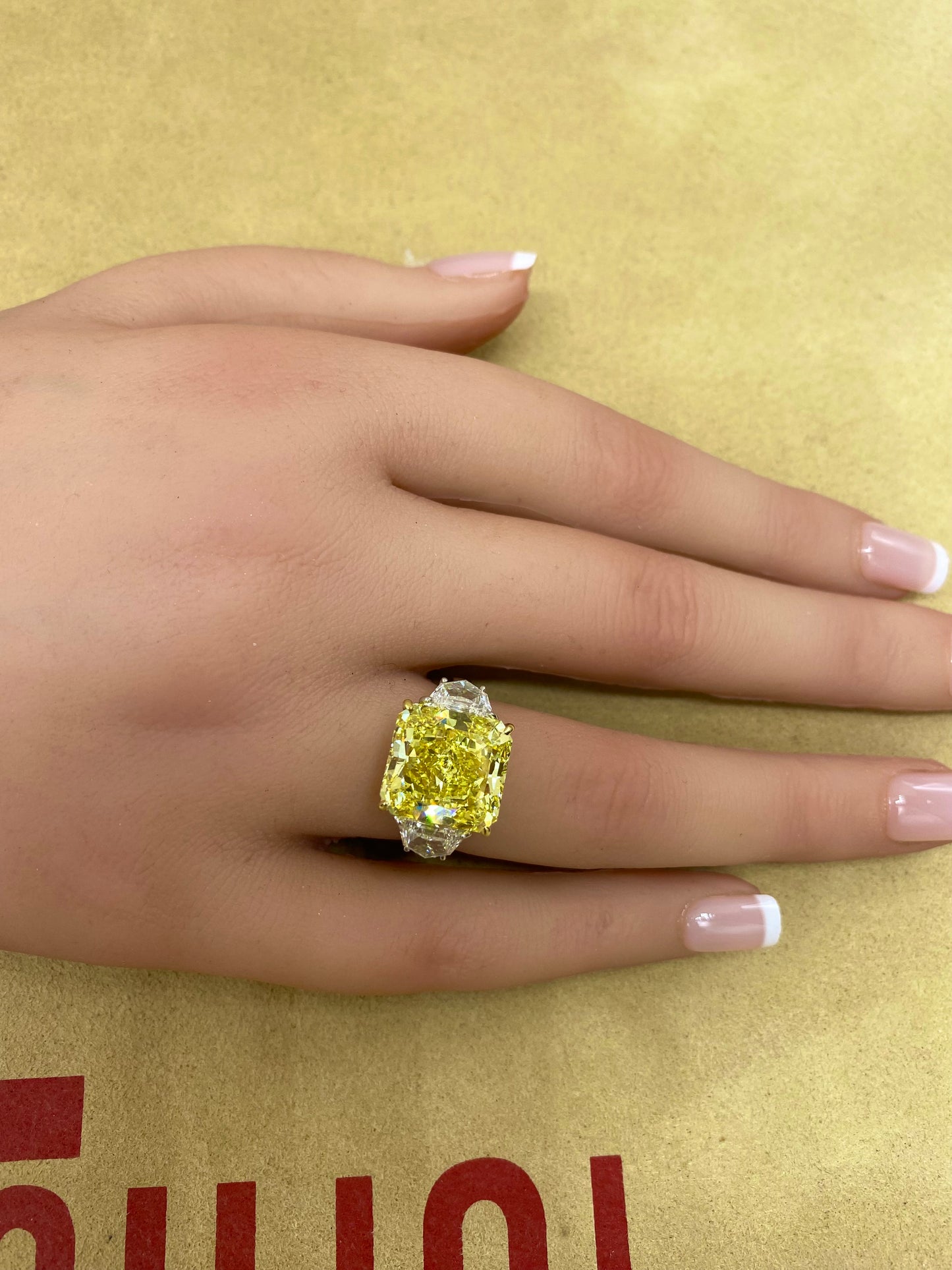 Emilio Jewelry Gia Certified 11.00 Carat Vivid Yellow Diamond Ring