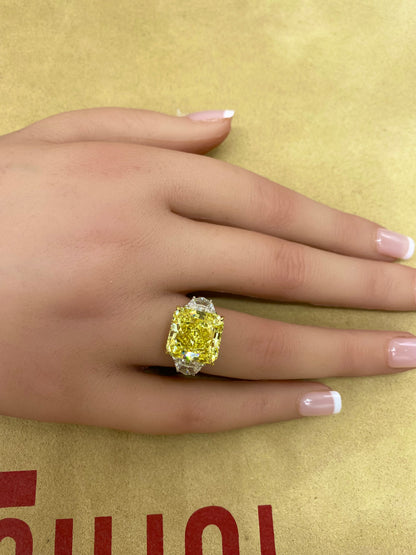 Emilio Jewelry Gia Certified 11.00 Carat Vivid Yellow Diamond Ring