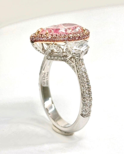 Emilio Jewelry Gia Certified Pear Shape Pink Diamond Ring