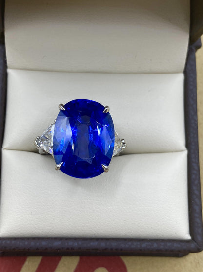 Emilio Jewelry AGL Certified 15.00 Carat No Heat Sapphire Ring