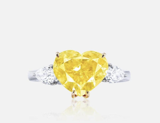 Emilio Jewelry Gia Certified 5.00 Carat Fancy Intense Yellow Diamond Heart Ring