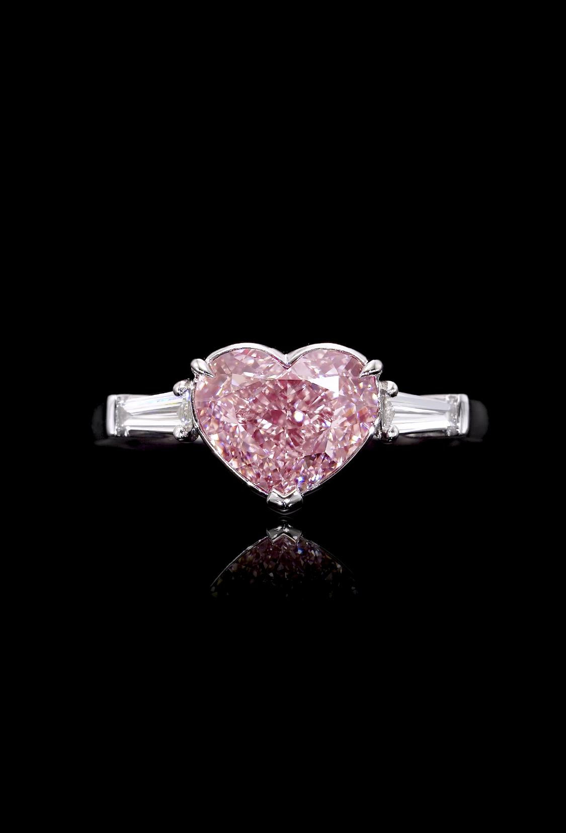 Emilio Jewelry Gia Certified 4.04 Carat Fancy Light Pink Heart Diamond Ring