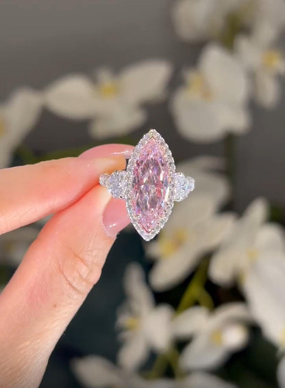 Emilio Jewelry Gia Certified 4.00 Carat Fancy Light Pink Marquise Diamond Ring