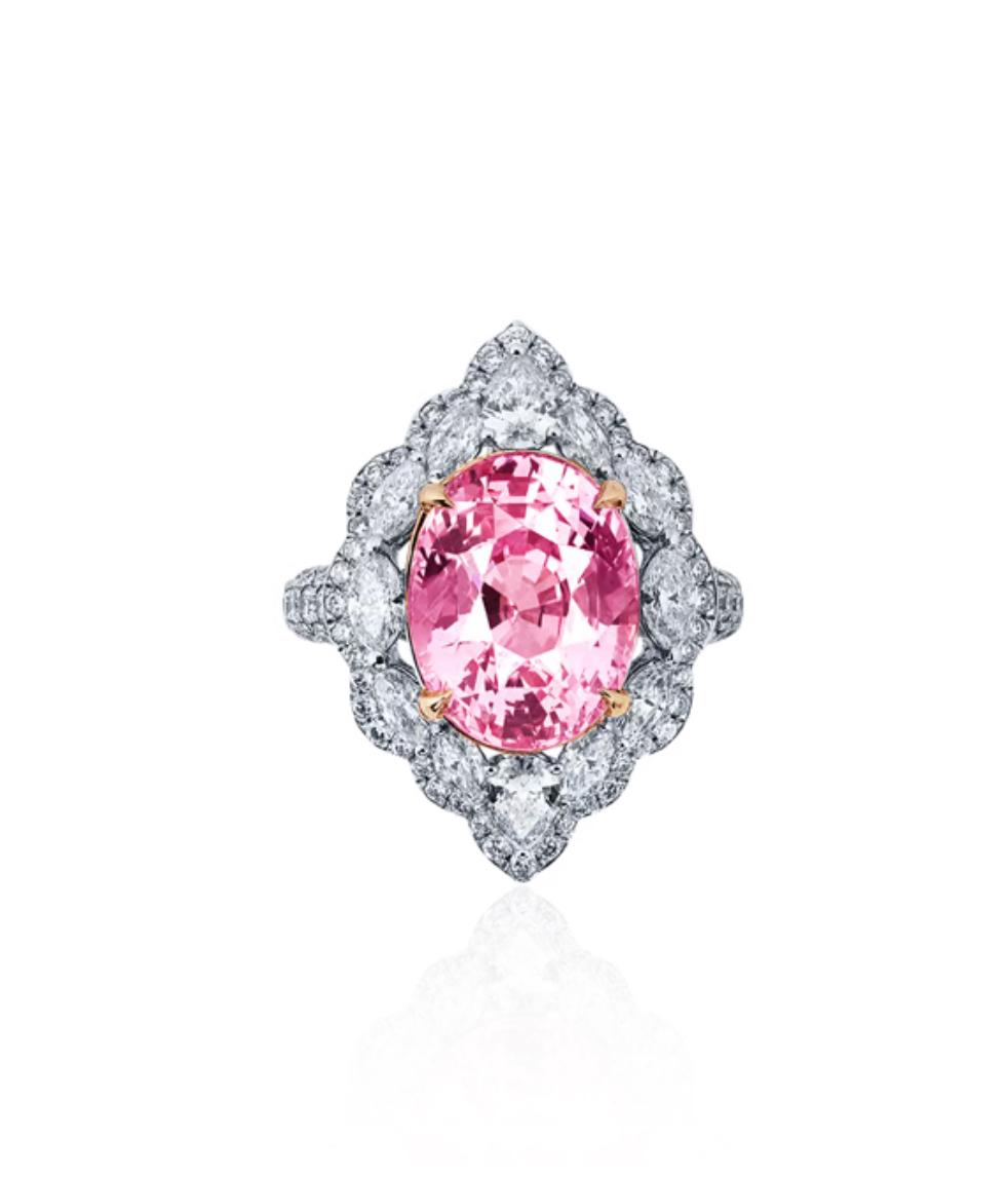 Emilio Jewelry Certified No Heat 10.00 Carat Padparascha Sapphire Ring